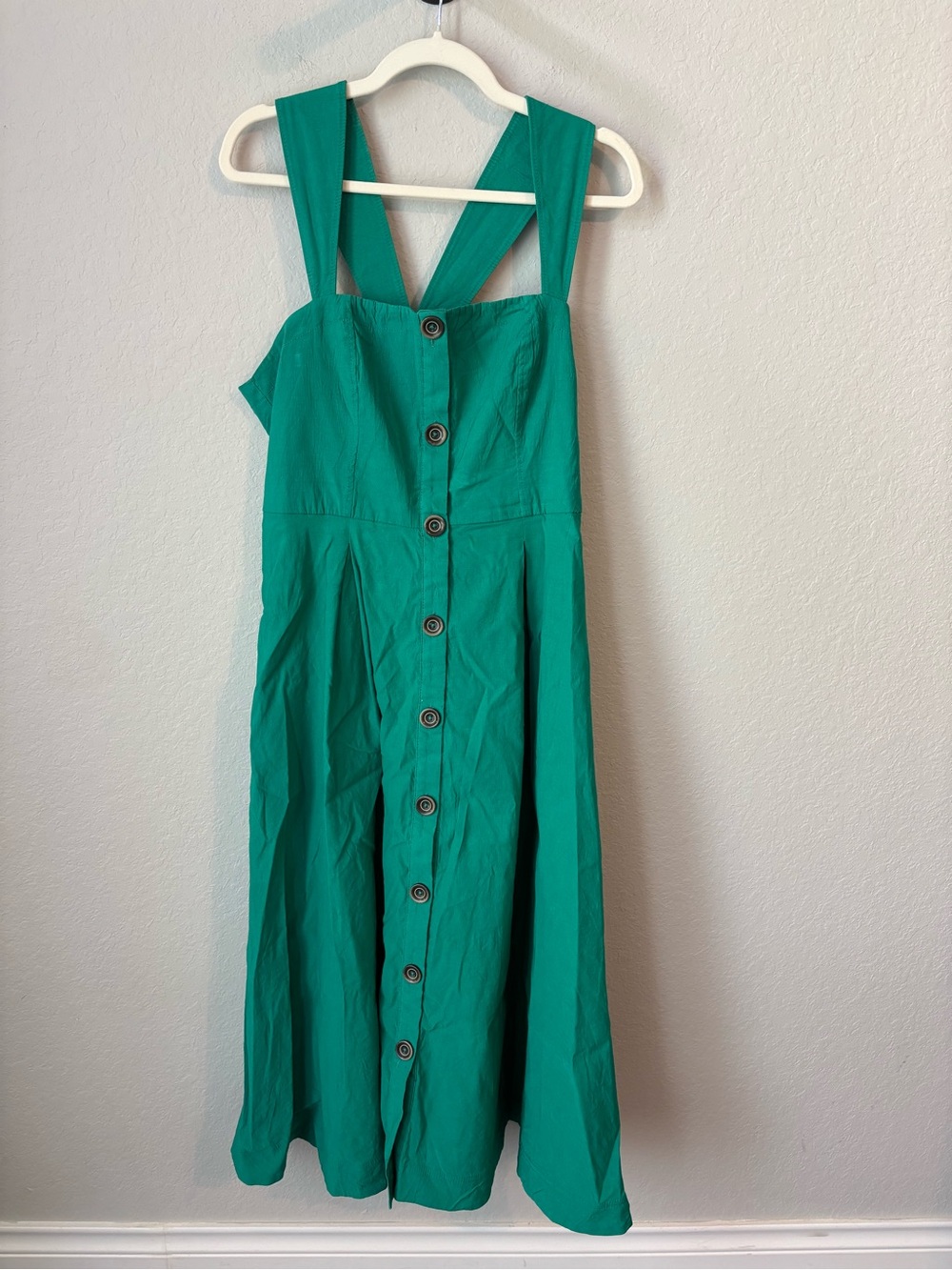 Anthropologie Maeve Square-Neck Buttondown Midi Dress Green Size 14 - Picture 5 of 8